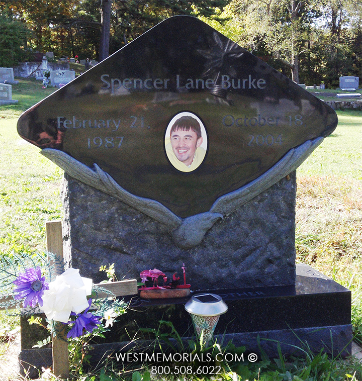 burke black granite eagle headstone monument