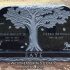 black granite horses and dog tree headstone