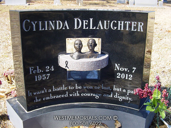 delaughter custom black granite monument bronze sculpture headstone monument