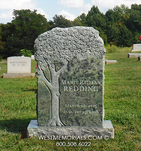 redding green granite tree custom headstone monument