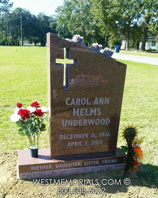 red granite cross religious unique headstone