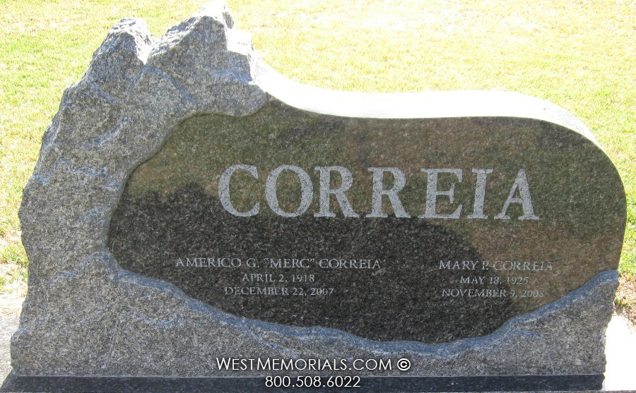 correia boulder sculpted headstone for grave