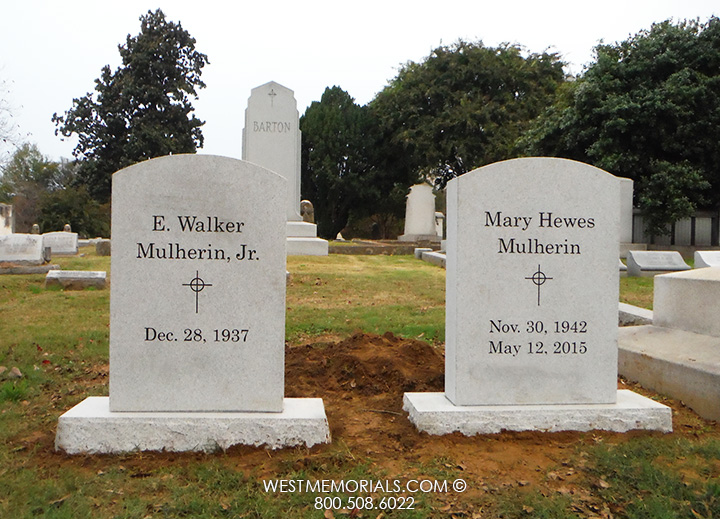 Mulherin gray granite headstone cross methodist companion traditional oval headstone
