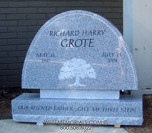 grote gray tree round headstone custom monument