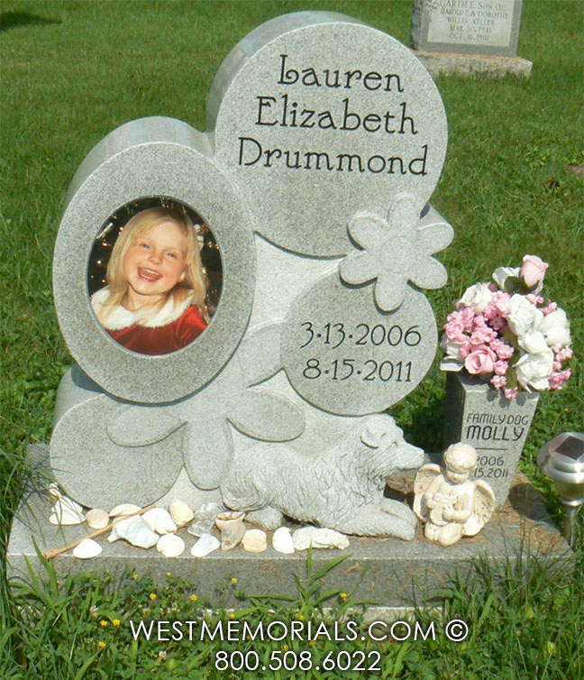 drummond headstone flowers dog gravestone for child