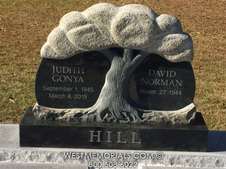 tree headstone companion rough stippled headstone