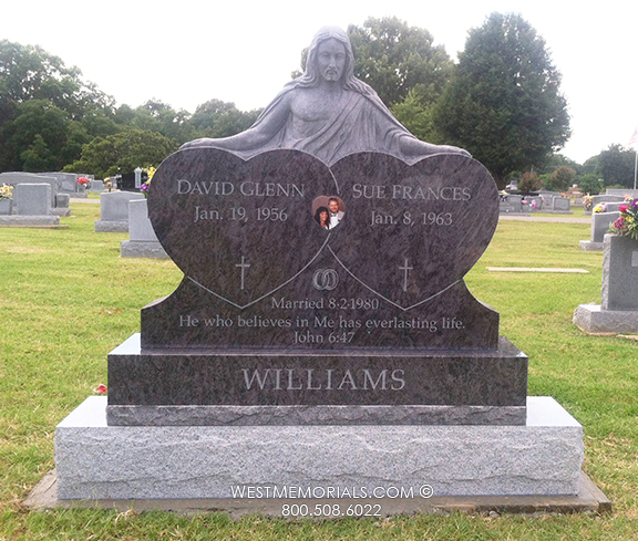 williams headstone blue granite jesus cross marriage companion headstone