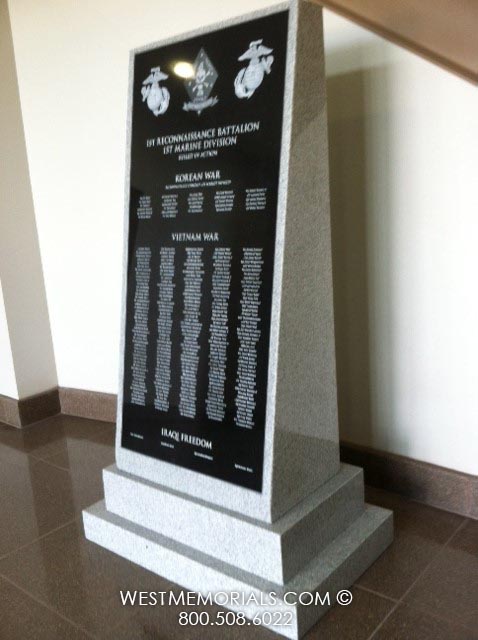 camp pendleton memorial gray black granite korean vietnam iraq veterans war custom monument