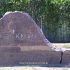 blockman custom headstone brown red granite bench