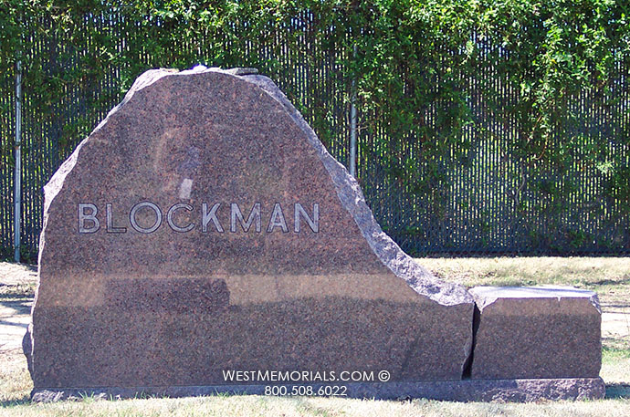 blockman custom headstone brown red granite bench