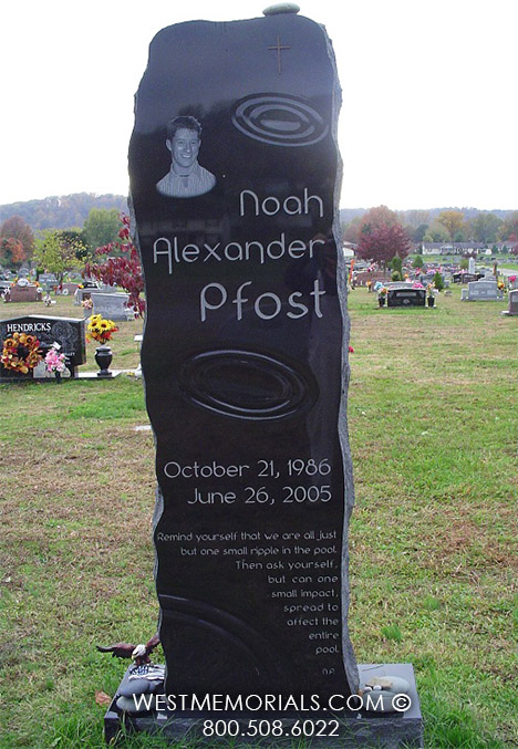pfost black granite headstone rippe water tall religious custom gravestone