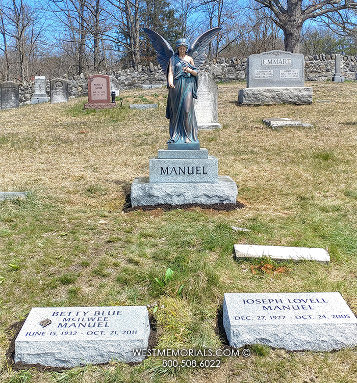 manuel bronze angel statue headstone