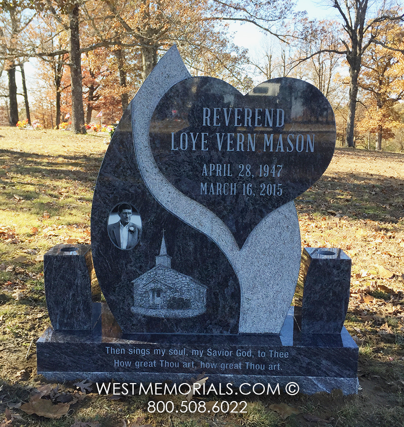 mason heart and church headstone for reverend