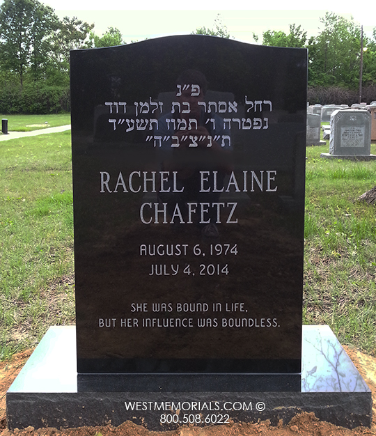 chafetz headstone black granite writing custom headstone