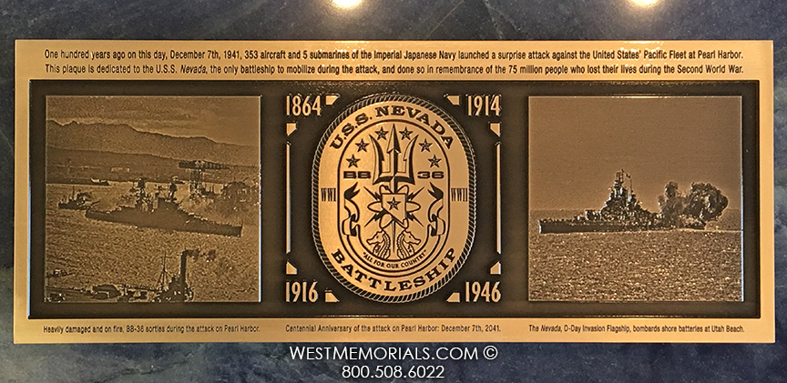 nevada bronze war veterans navy pearl harbor memorial plaque