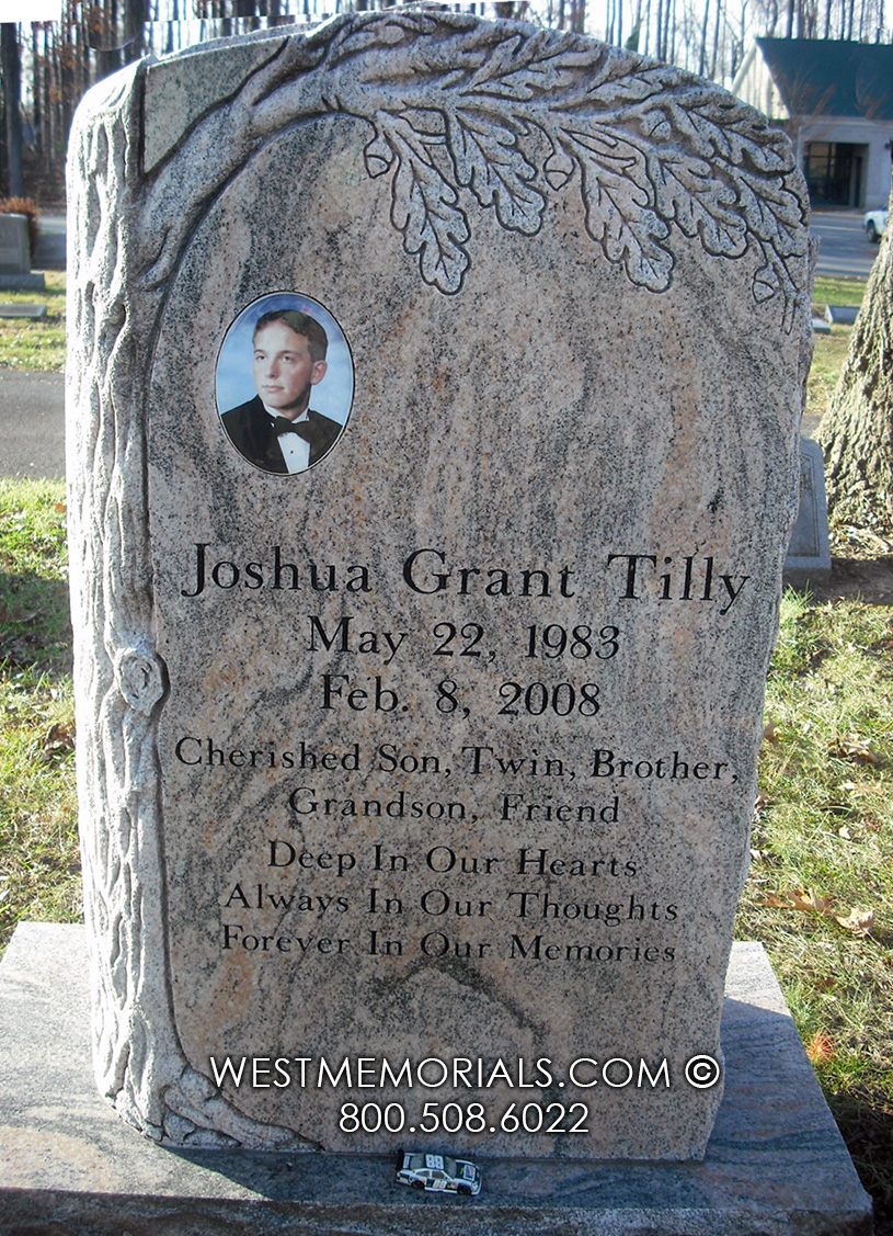 tilly tree oak and acorns headstone