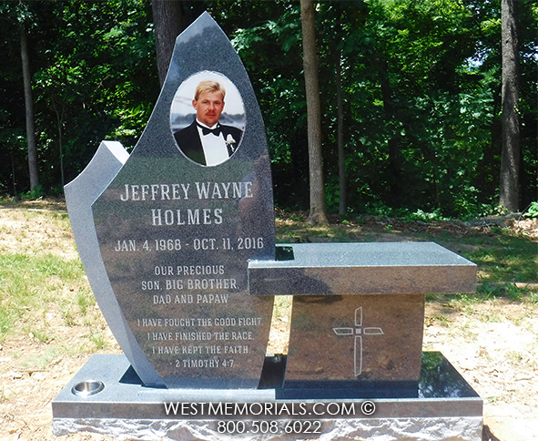 holmes charcoal granite bench unique modern religious cross headstone