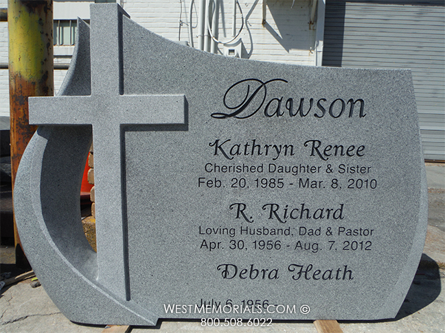 dawson headstone gray granite cross custom headstone memorial