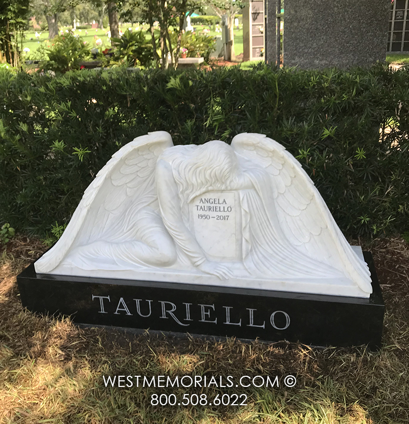 tauriello weeping angel headstone memorial for grave