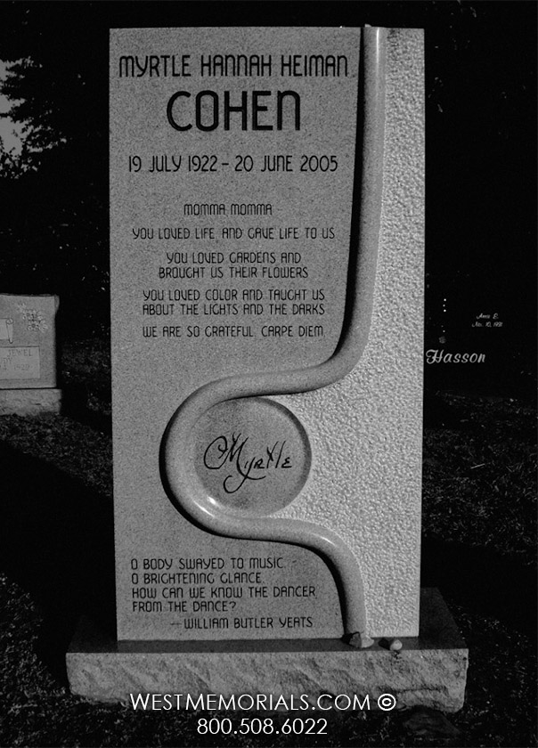 cohen gray granite headstone unique abstract custom headstone upright