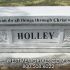 holley bench gray granite carved family religious leaves headstone