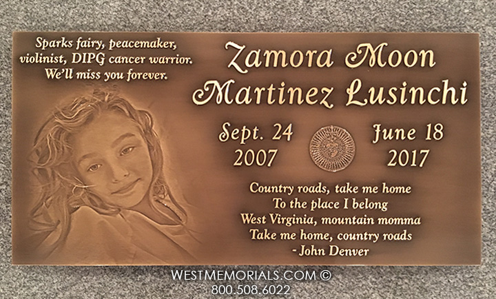 lusinchi bronze portrait unique custom raised heart grave marker