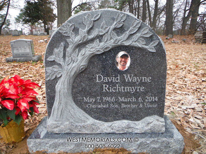 richtmyre custom granite tree headstone with colorful portrait