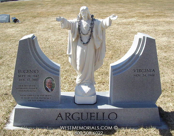 arguello granite marble jesus wing monument gray ceramic portrait