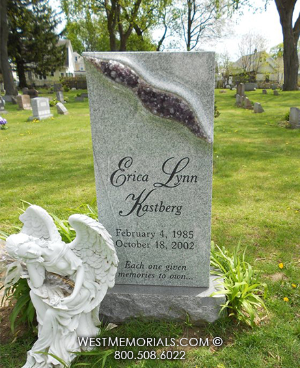 kastberg purple quartz gray granite vertical single monument for grave