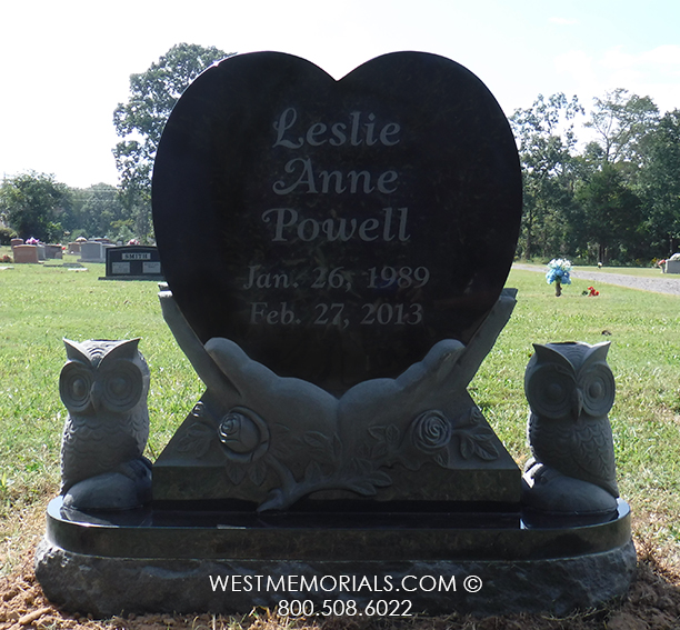 powell black grnite heard hands roses custom headstone monument