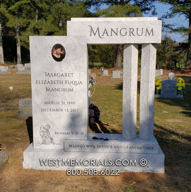 mangrum white marble column memorial