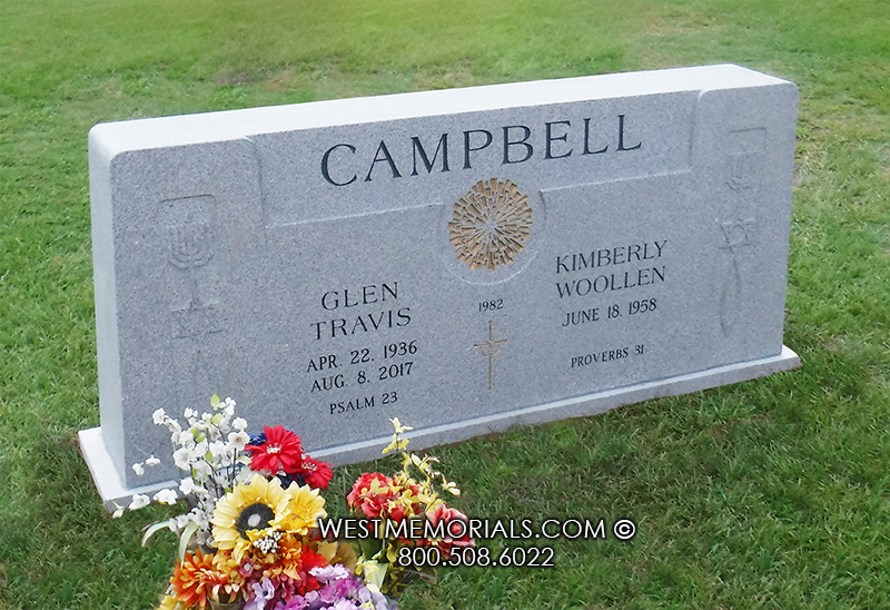 campbell white granite companion headstone monument