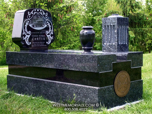 carter blue black granite army ledger custom headstone