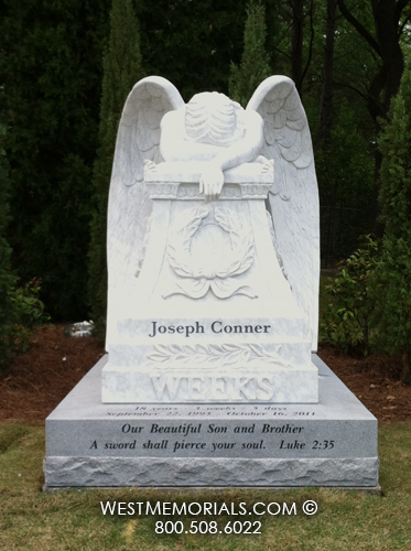 weeks weeping angel custom headstone monument