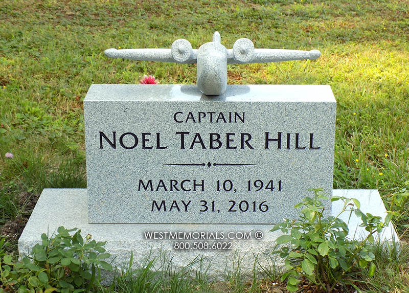 hill gray granite sculpted airplane headstone tombstone gravestone