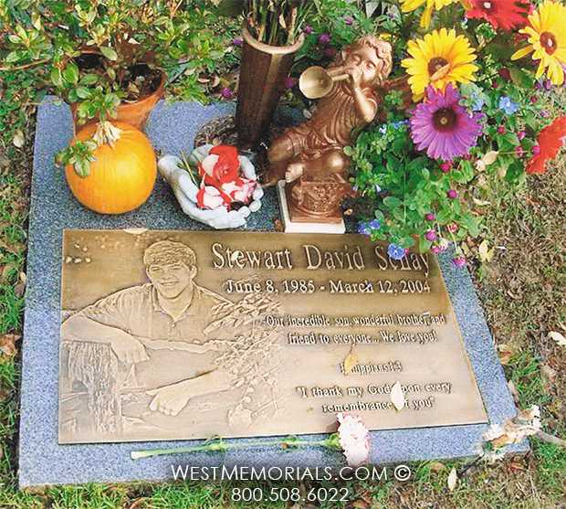 schay bronze marker gray granite portrait religious custom grave marker