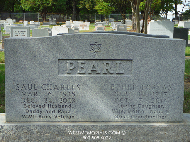 pearl headstone star of david custom tombstone