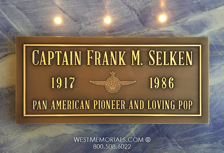 selken bronze captain pan am pilot custom veteran grave marker