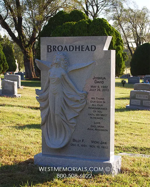 broadhead custom angel carving headstone tombstone monument