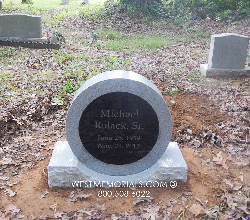 rolack circular modern headstone for grave