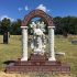 costello red granite white marble angel cherub statue columns and roses hand carved family estate monument