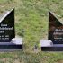 adkins black granite contemporary triangle headstones upright companion tombstone for family