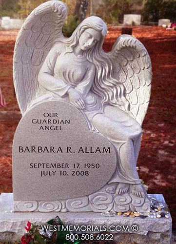 allam gray granite headstone angel heart hand carved custom headstone gravestone