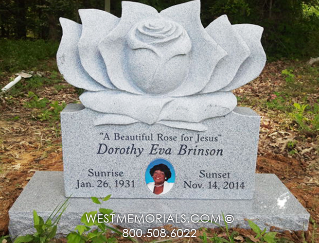 brinson custom gray rose headstone with colorful portrait