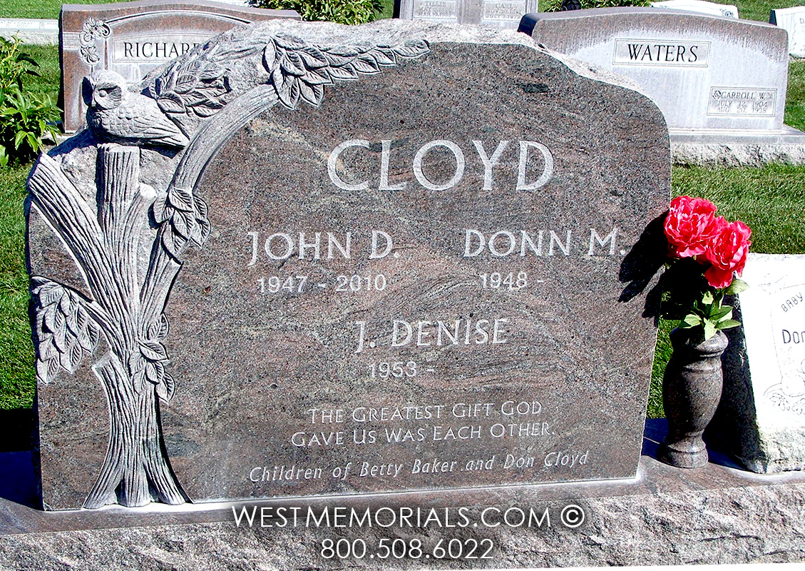 cloyd tree and owl companion headstone gravestone