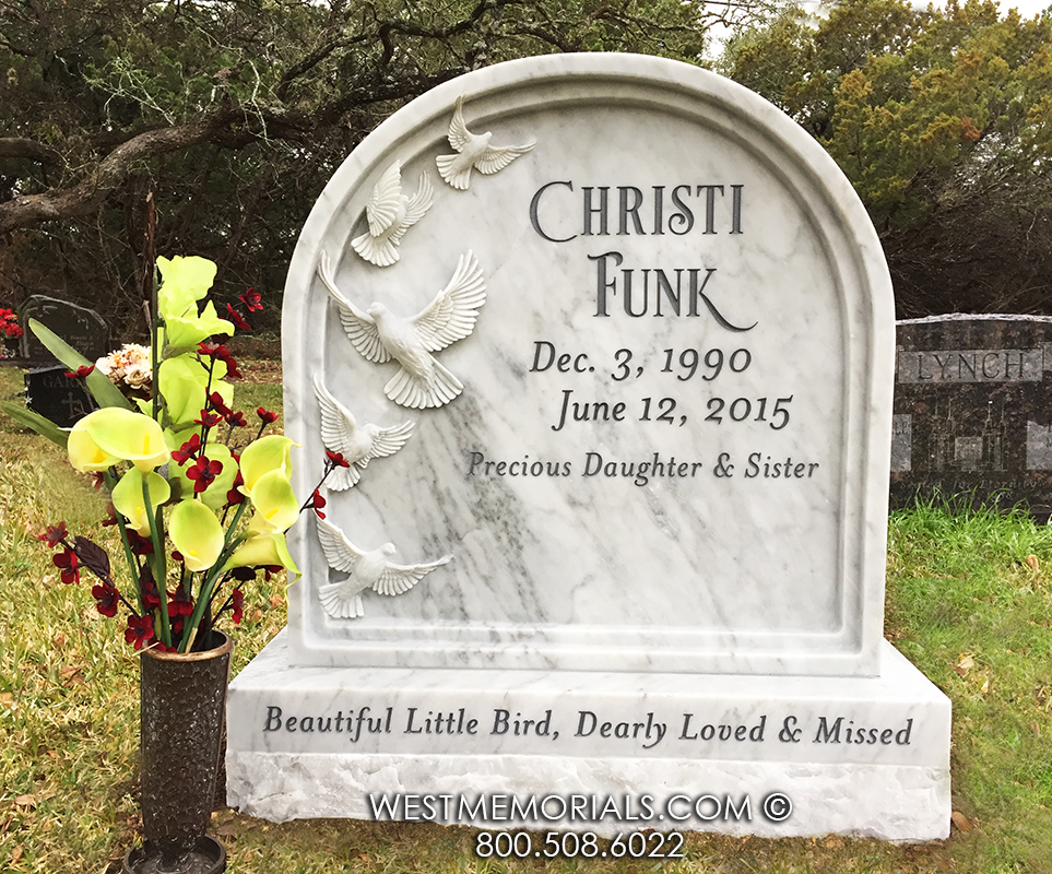 funk marble hand carved sparrow gravestone