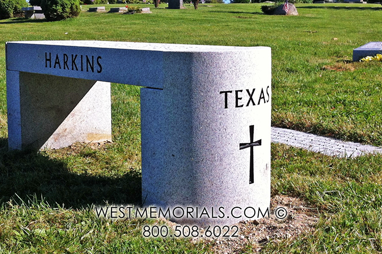 harkins gray cross bench custom monument for cemetery