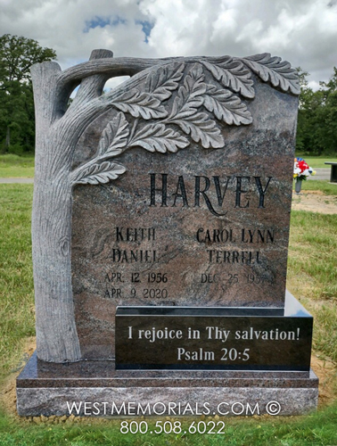 harvey carved tree monument companion headstone
