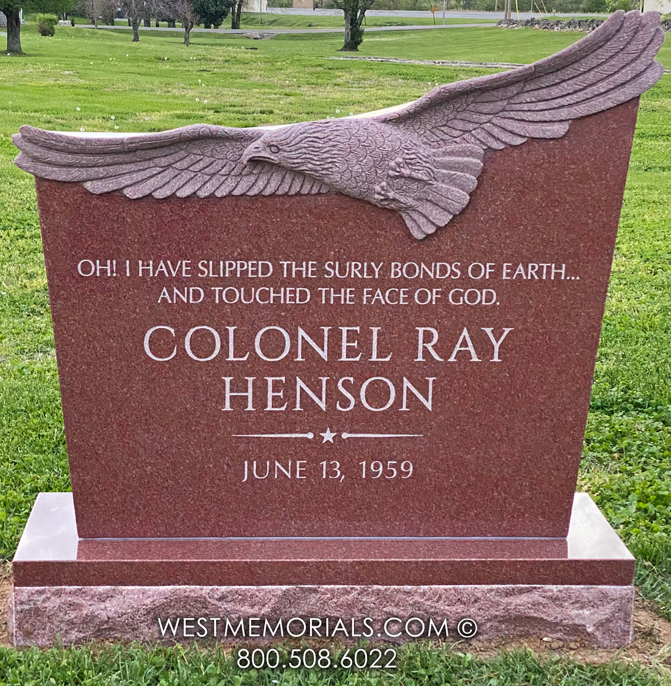 henson eagle red granite custom soldier monument