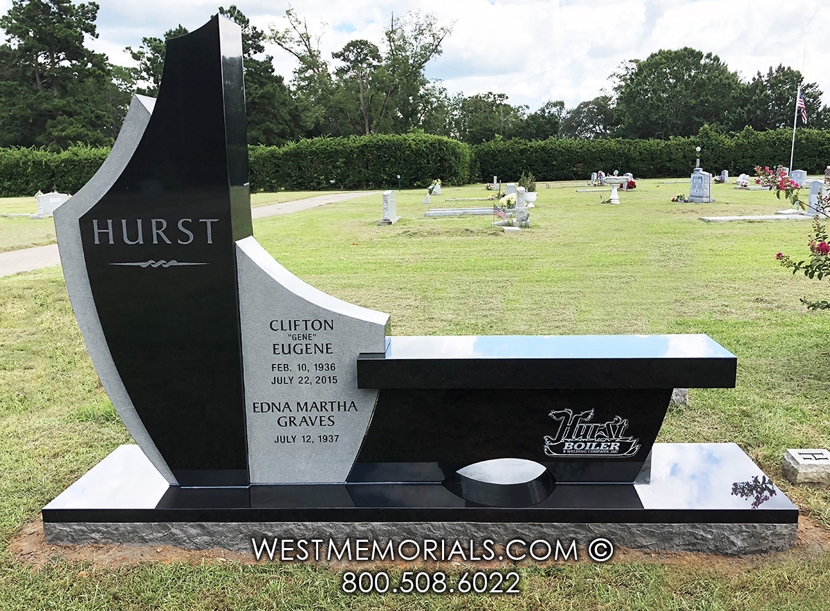 hurst custom family grave bench black granite